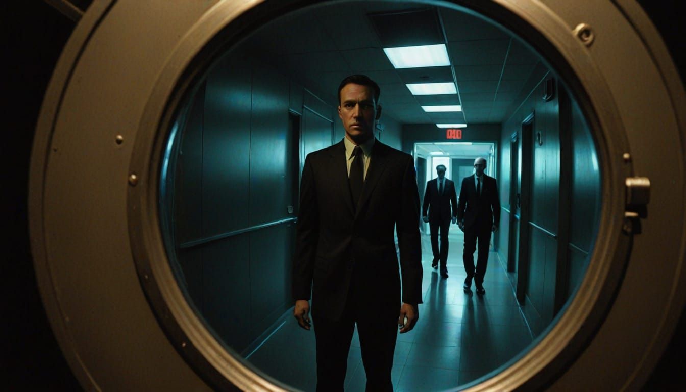 MIB Agents Greet Through Fisheye Door Peephole