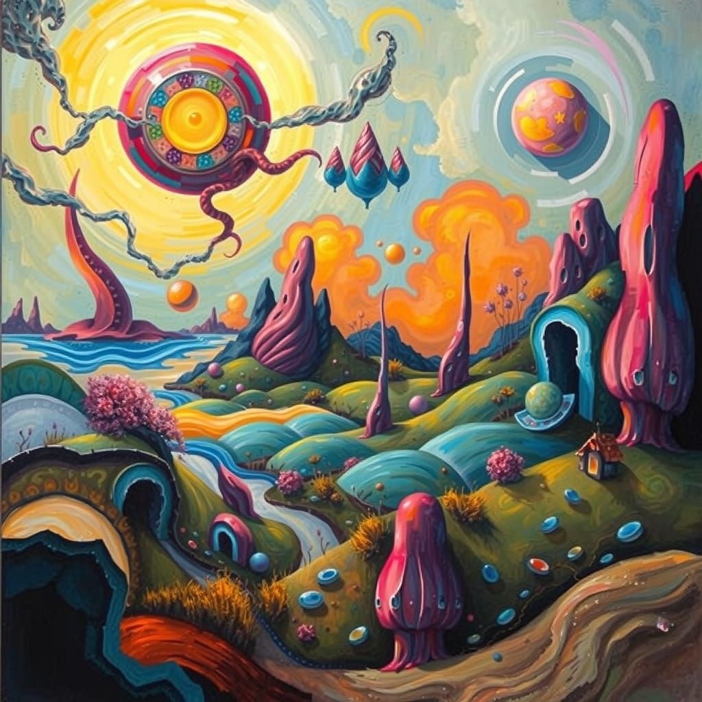 Vibrant Abstract Landscape with Expressive Brushstrokes and ...