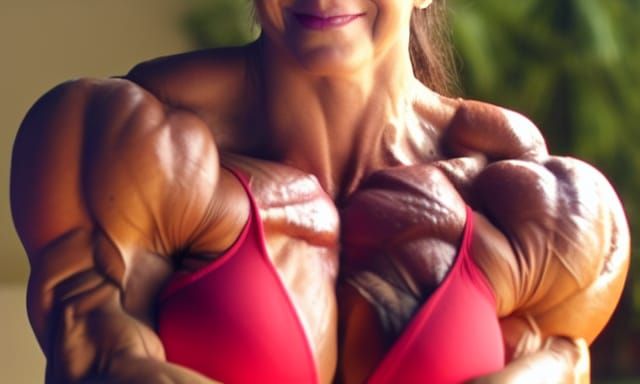 Extremely Muscular Female Bodybuilder