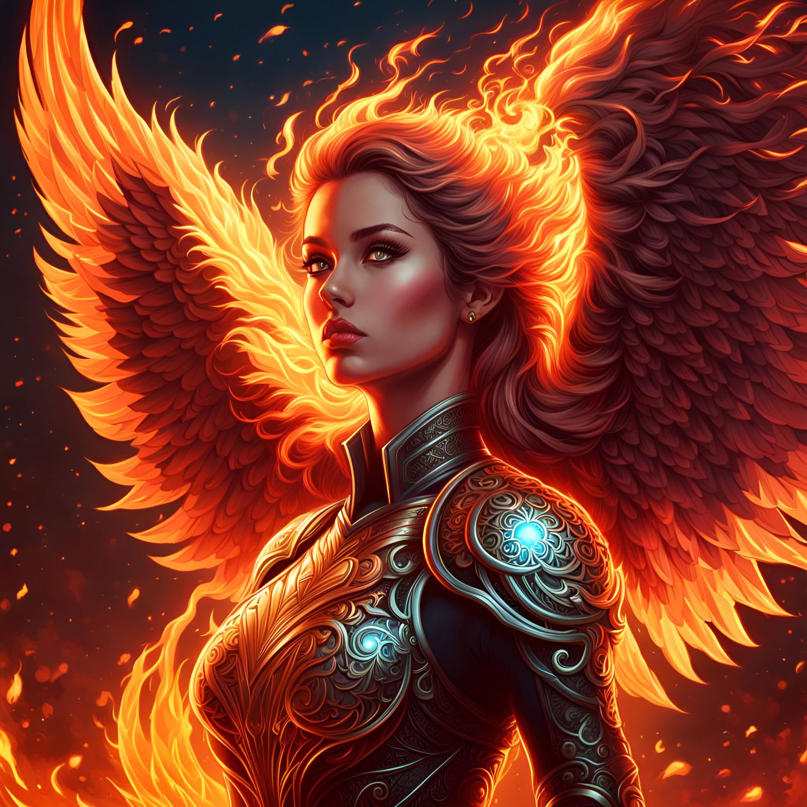 Phoenix Force Girl Portrait in Digital Art Style