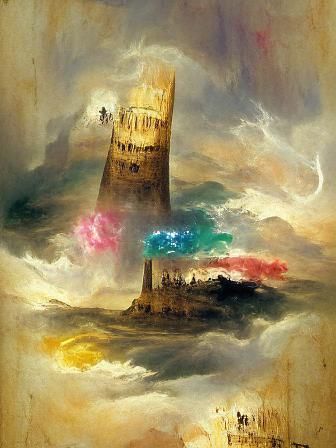 Surreal Wizard's Tower in Romantic Style