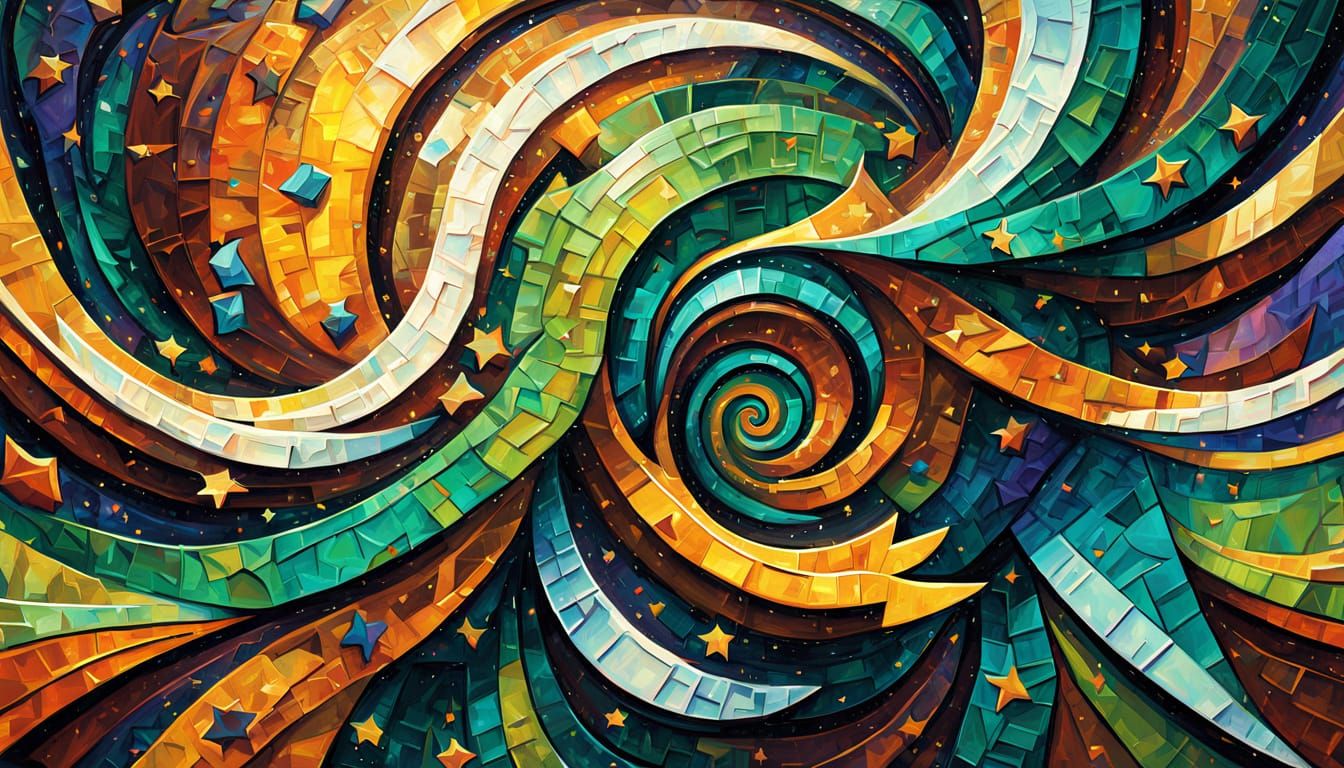 Iridescent Star Swirl in Expressionist Style