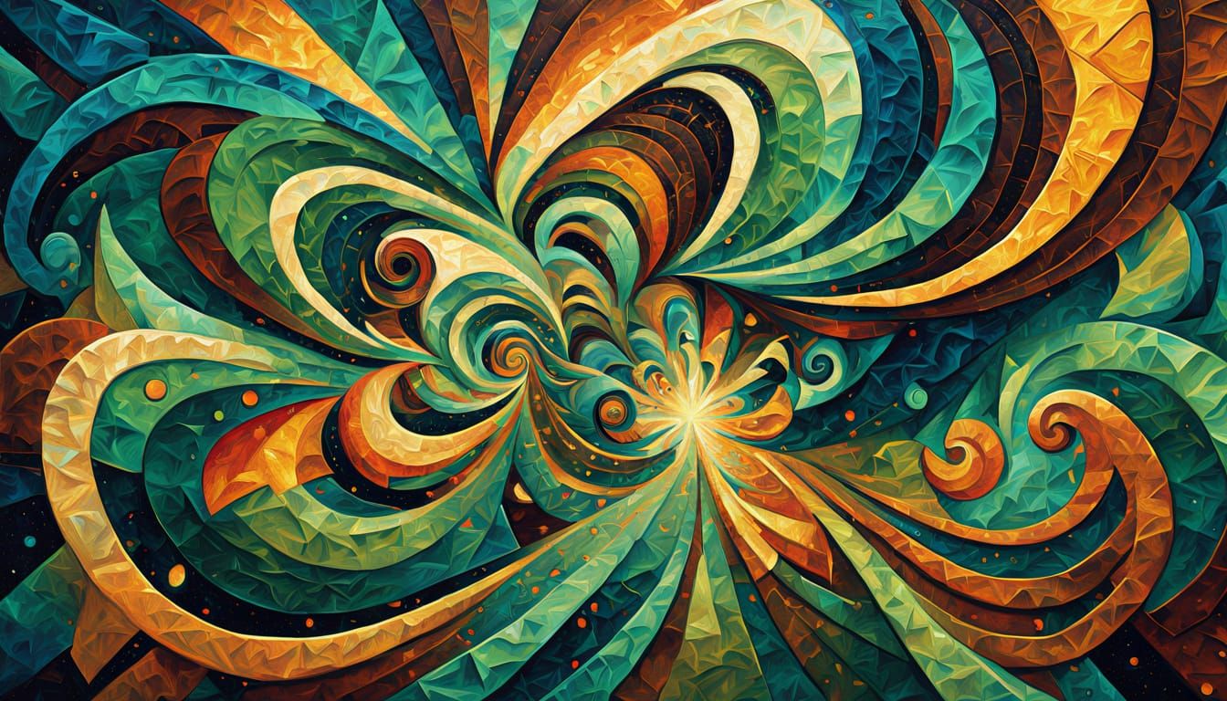 Iridescent Swirling Stars in Neo-Impressionist Style