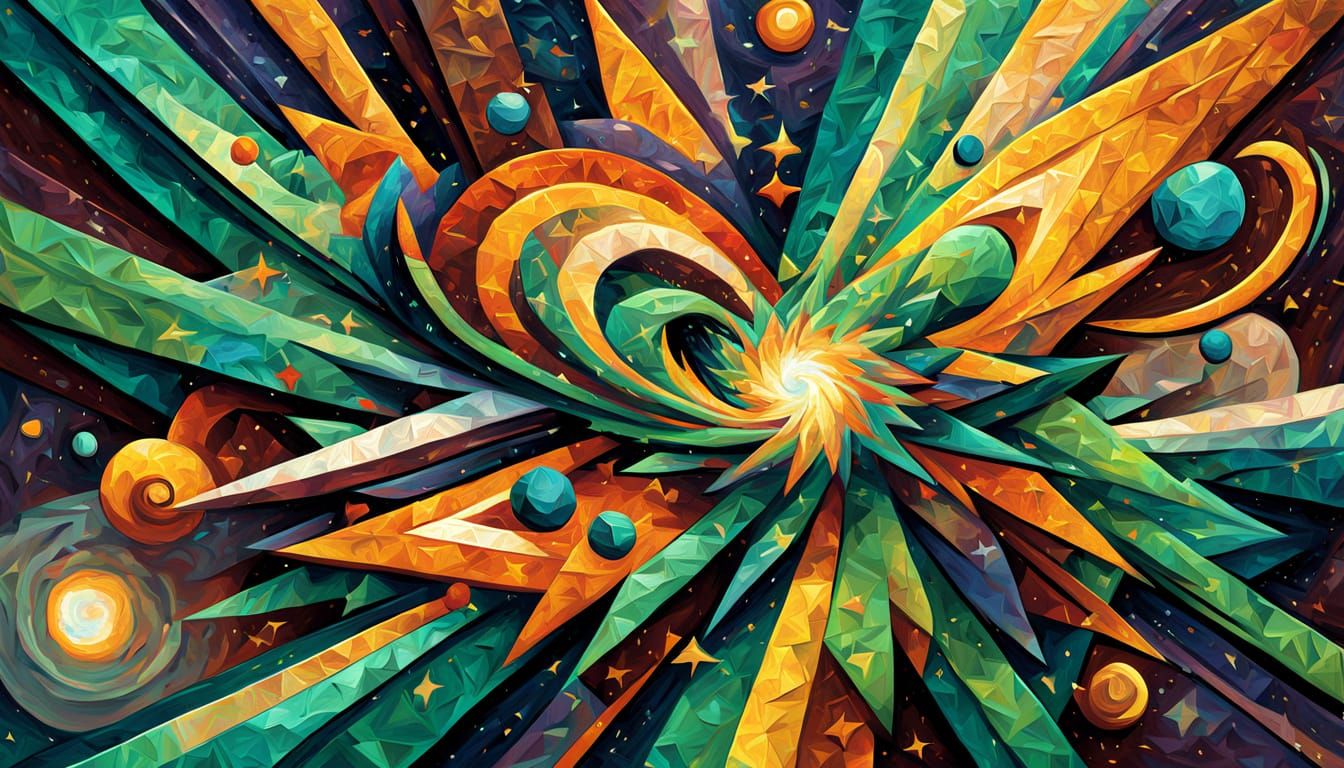 Iridescent Stars Swirl in Space: a Maximalist Astralscape