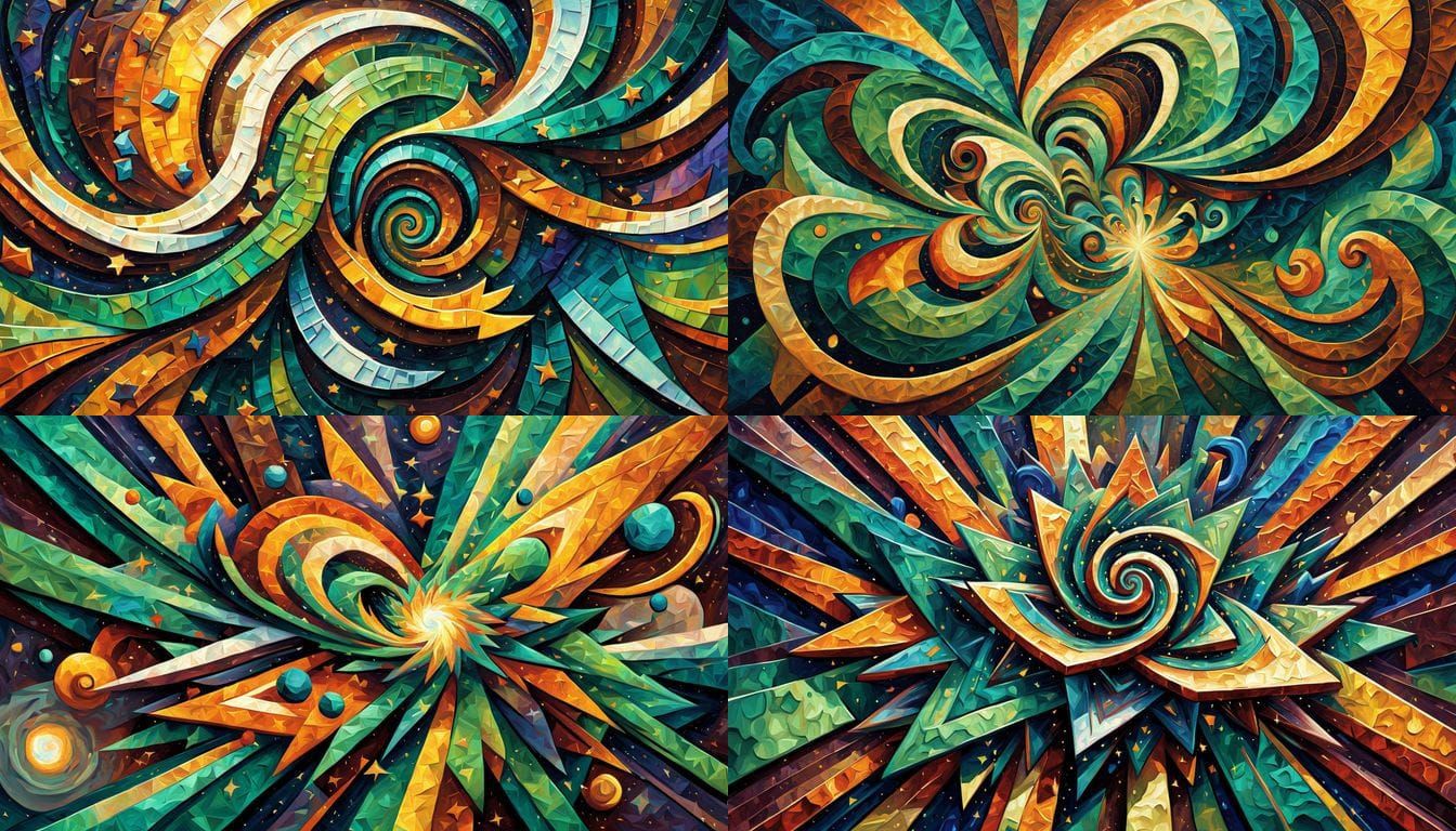 Vibrant Cosmic Whirlpool in Iridescent Green and Brown