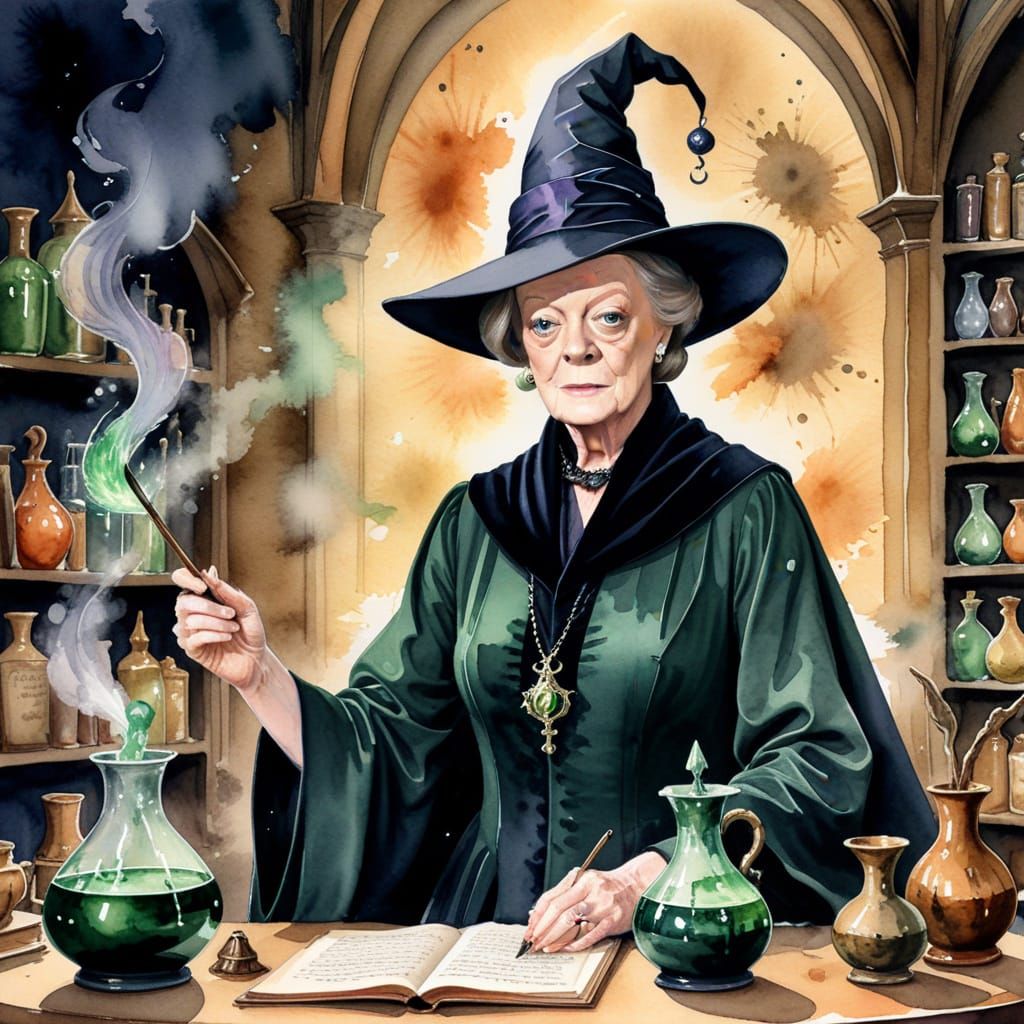 Maggie Smith as Professor McGonagall in Enchanting Watercolo...