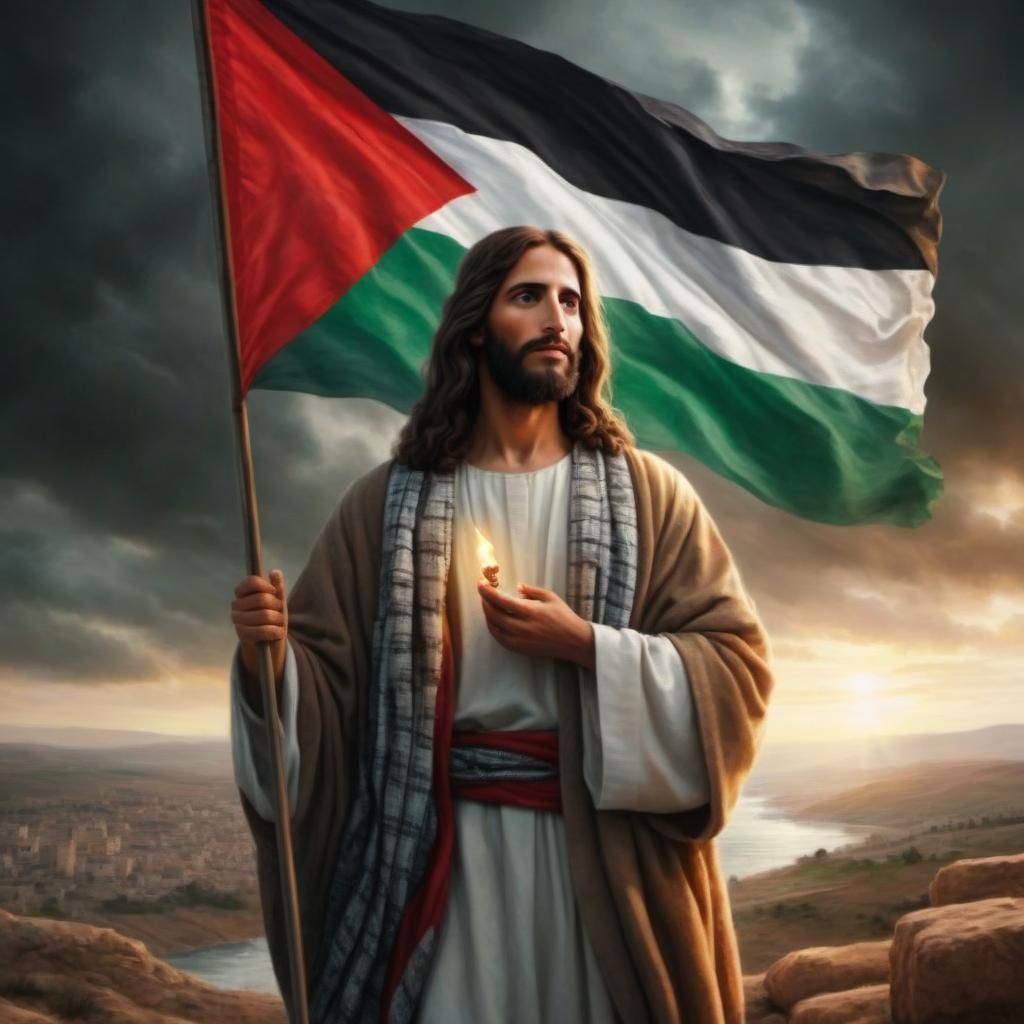 Jesus Holds Palestinian Flag: Symbolic Representation