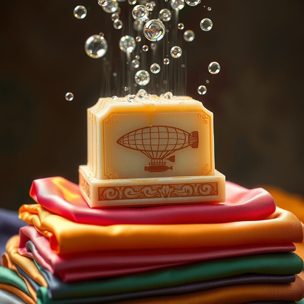 Impressionist Soap Scene with Zeppelin Dirigible