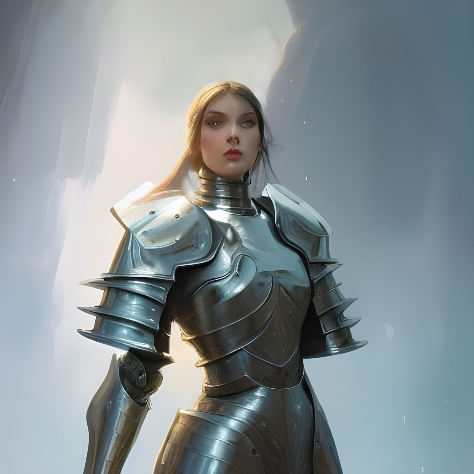 Armored Female Knight Portrait in Hyperdetailed Digital Art