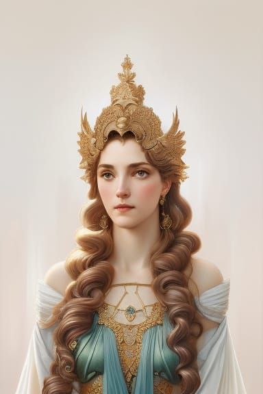 Astraea: Greek Goddess Portrait in Art Nouveau Style