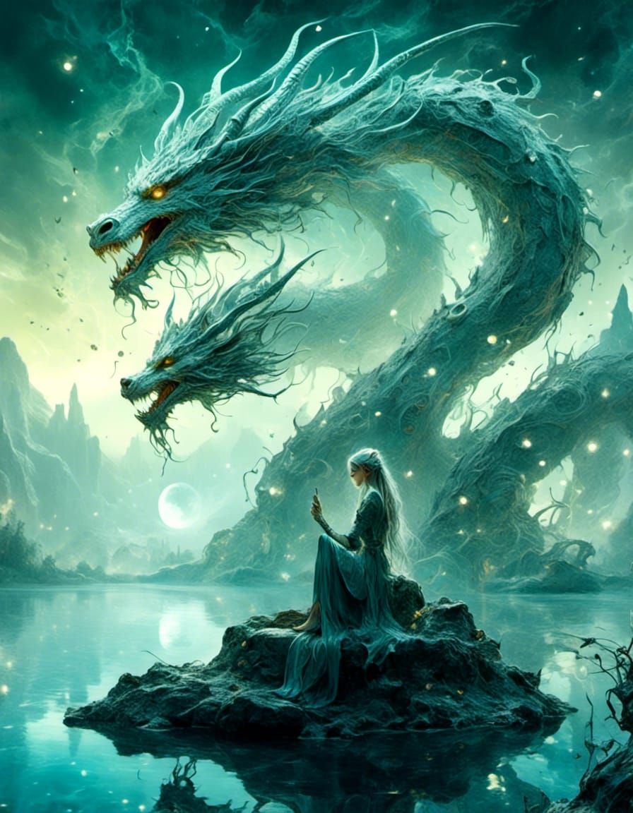 Whimsical Spirit Dragon in a Peaceful Landscape