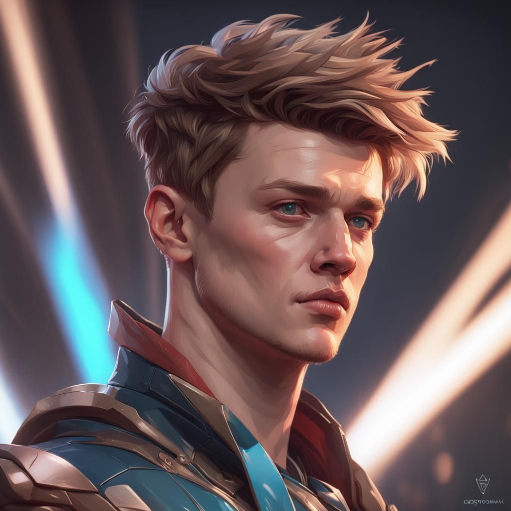 Detailed Portrait of Connor Ball in Art Nouveau Style