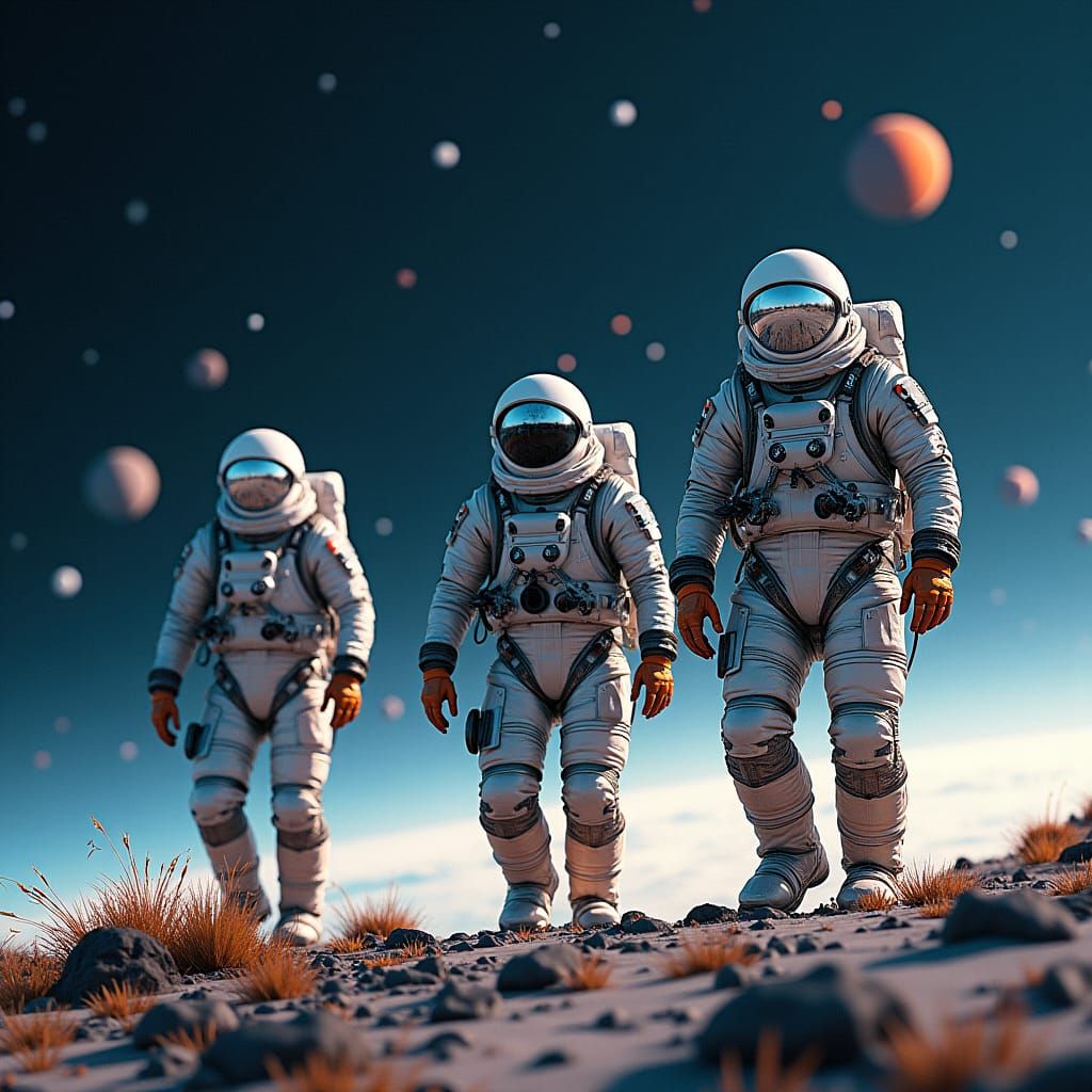 Astronauts Explore Alien World in Sci-Fi Concept Art