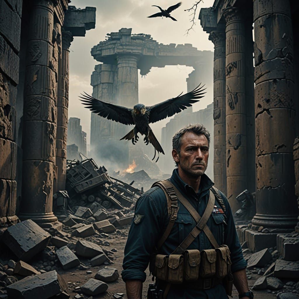 War-Torn Warrior in Epic Cinematic Pose