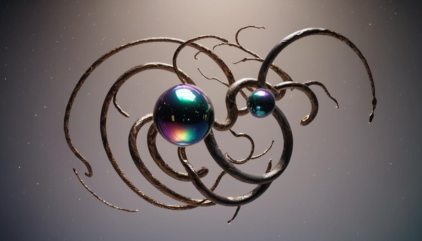 Iridescent Snake Sphere in Deep Space