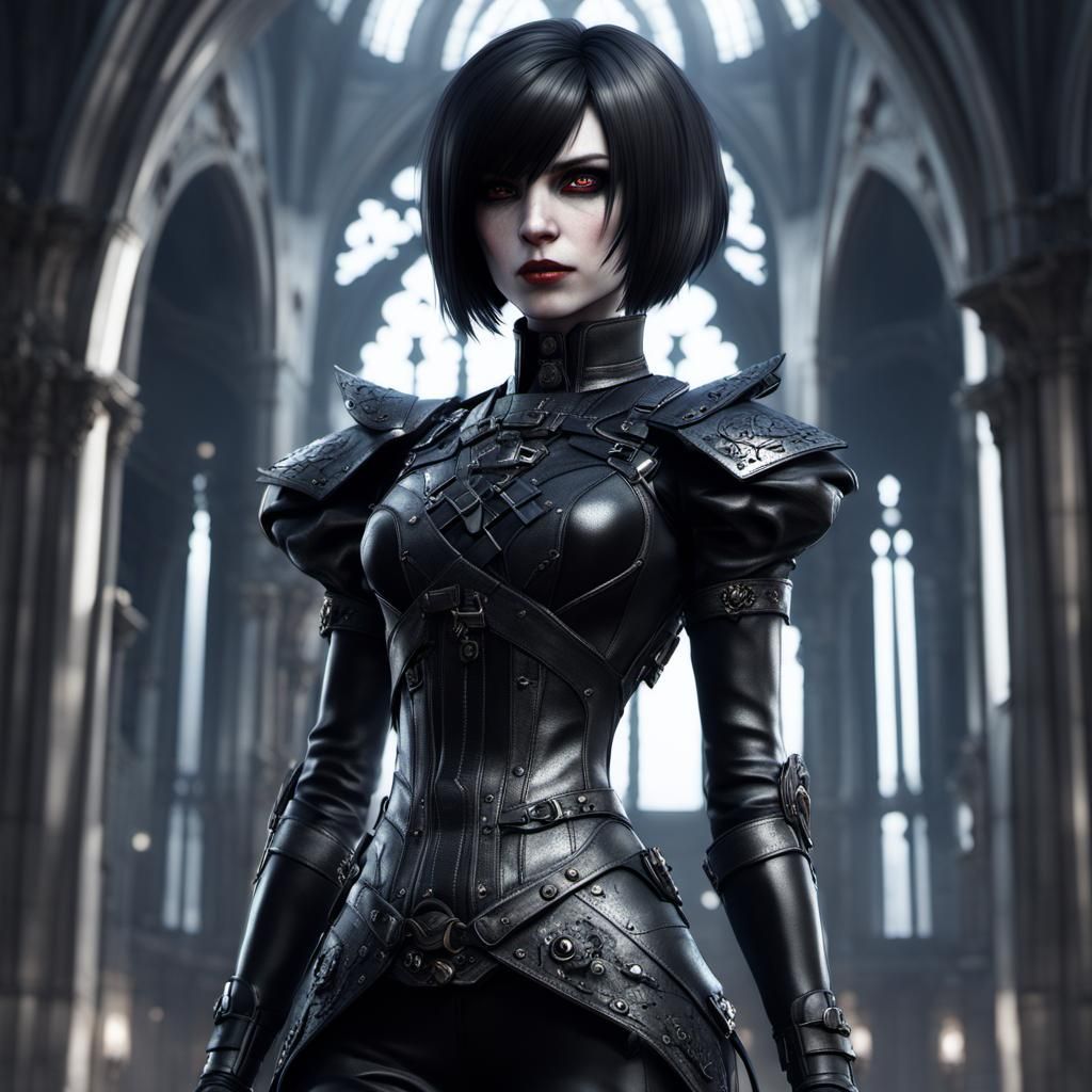 Dystopian Goth Widow in Gothic Art Style