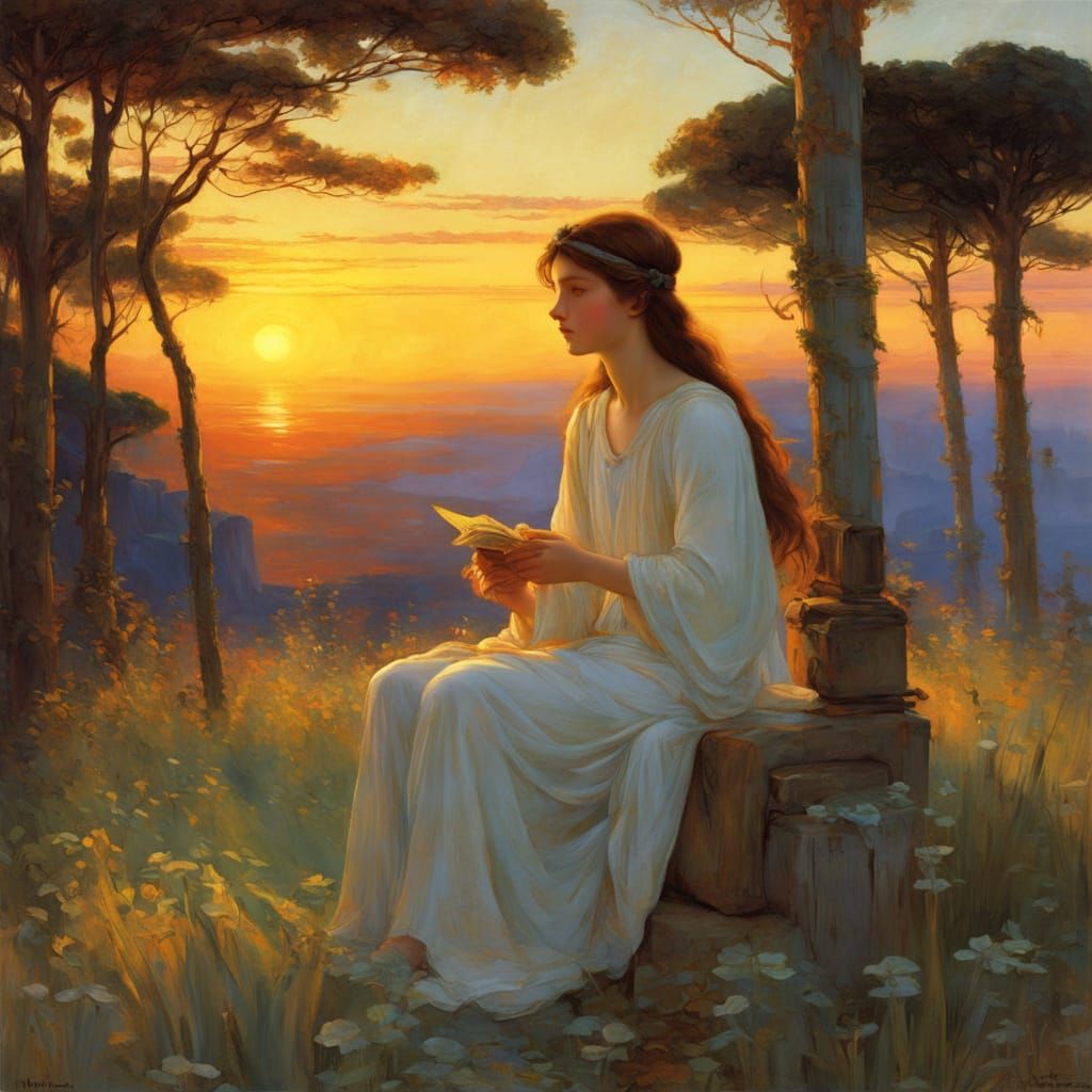 Boy in Luminous Dawn Landscape