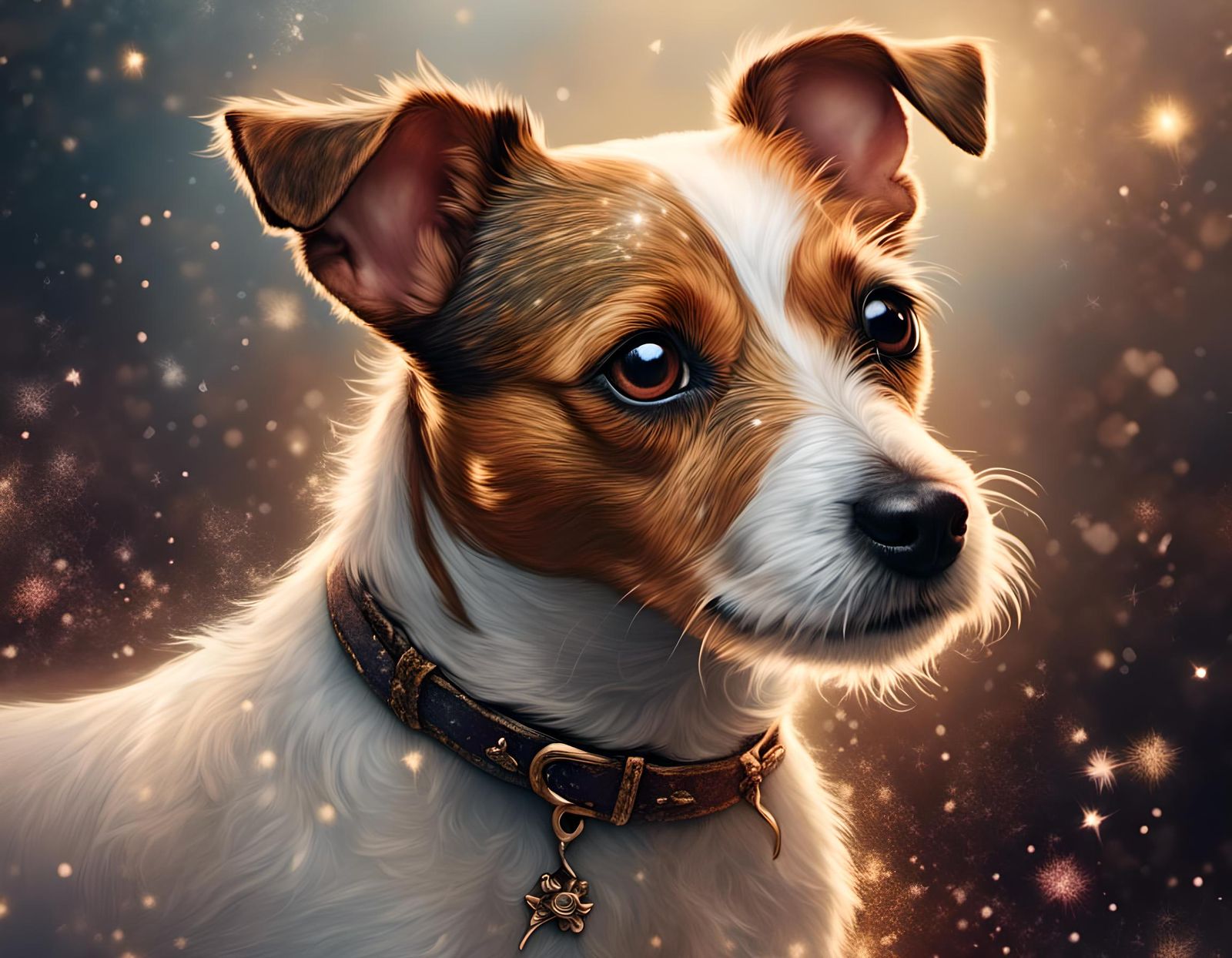 Jack Russell Terrier Portrait in Whimsical Style