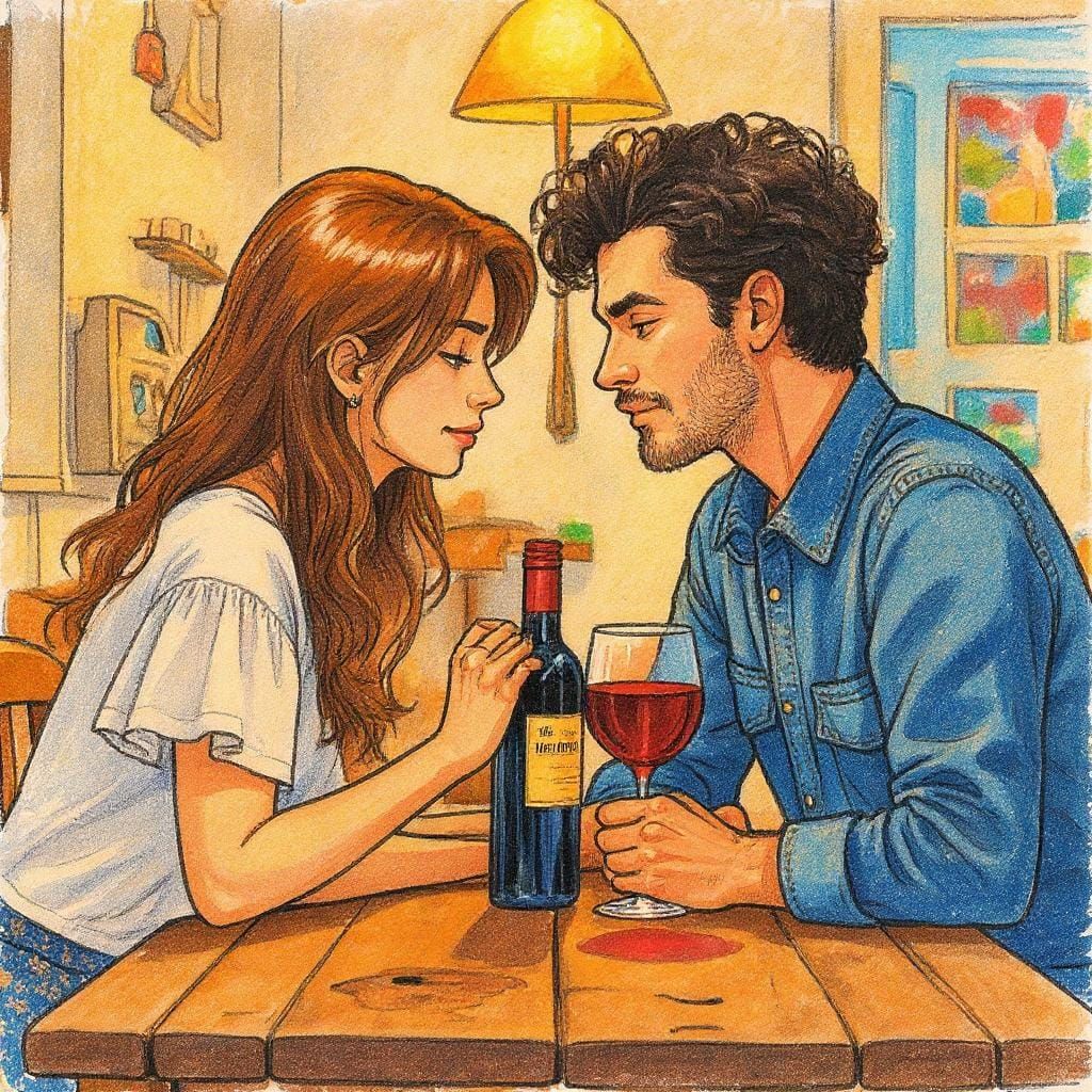 Intricate Colored Ink Drawing with Bright Lighting