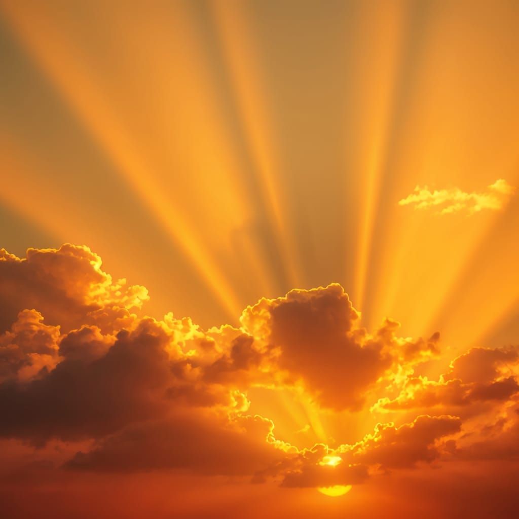 Surreal Sunset Scene with God Rays