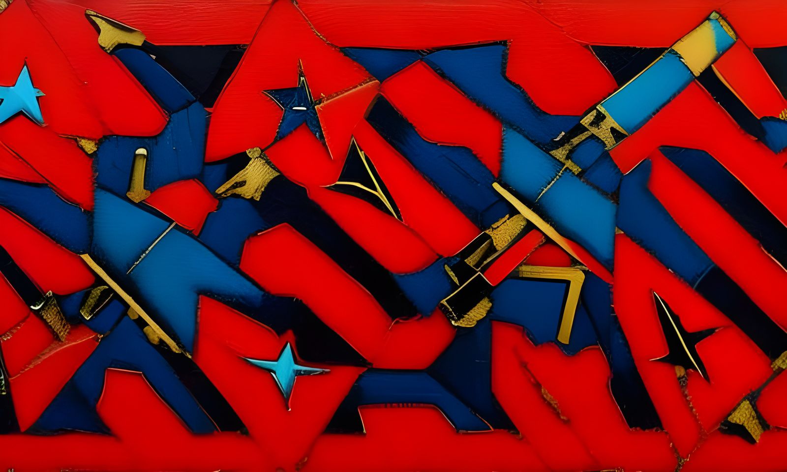 Triptych: Greek Warrior, Star, Pollock Abstract