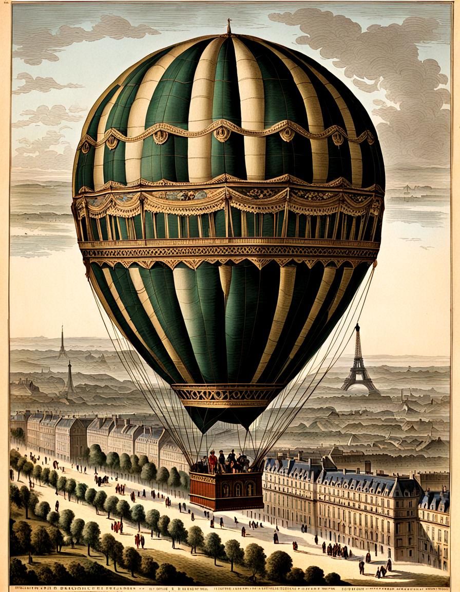 Historical Hot-Air Balloon Flight Over Paris