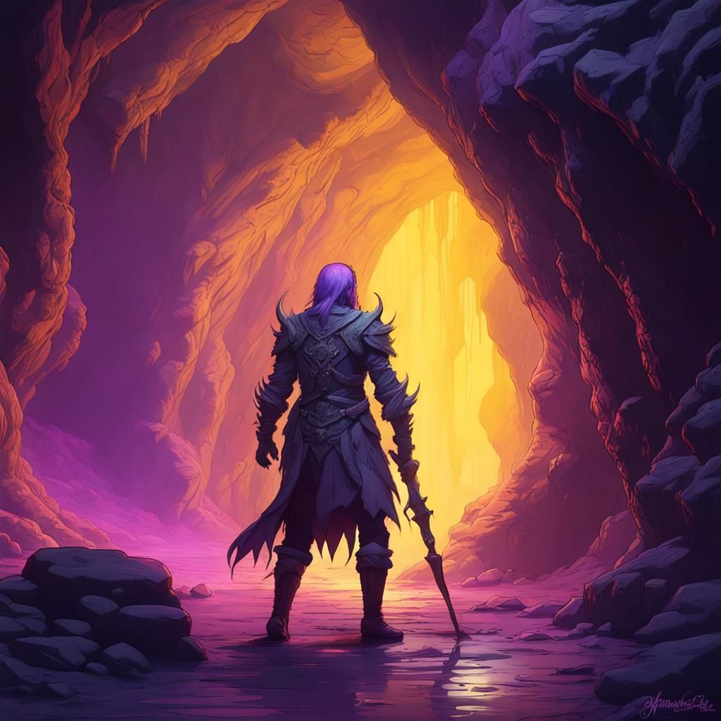 Kawaii Drider in Dark Cave: Fantasy Concept Art