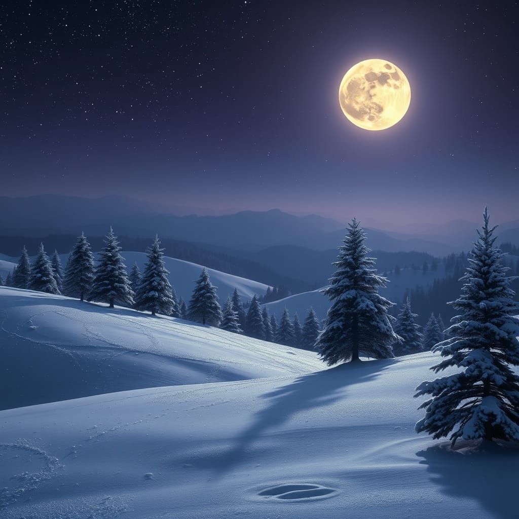 Serene Winter Landscape in Moody Purple Hues