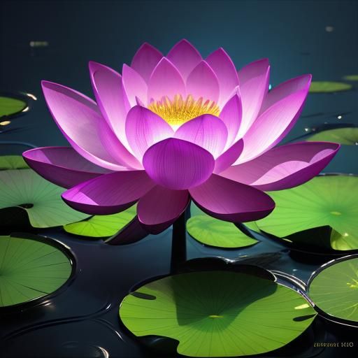 Bioluminescent Lotus Flower in Soft Light