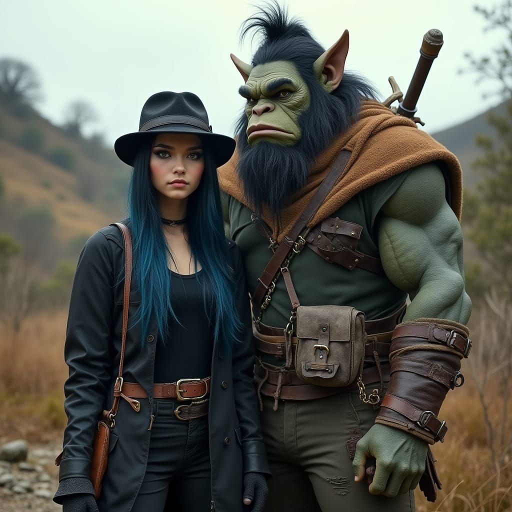 Hyper-Realistic Portrait of a Young Woman with a Troll in a ...