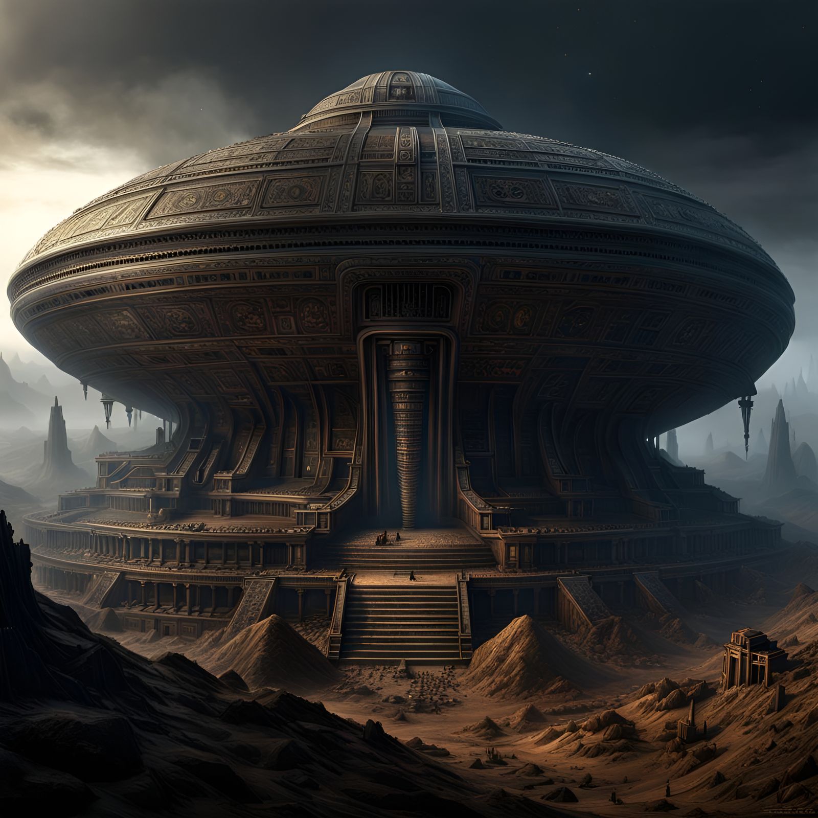 Gigeresque Starship Wreckage on Distant Planetoid