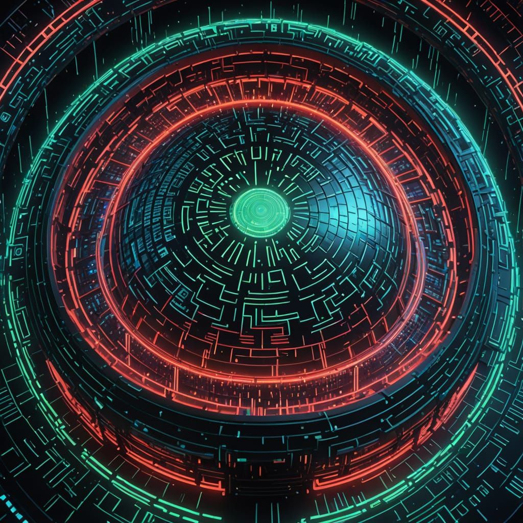 Holographic Dome of Binary Code in Sci-Fi Illustration