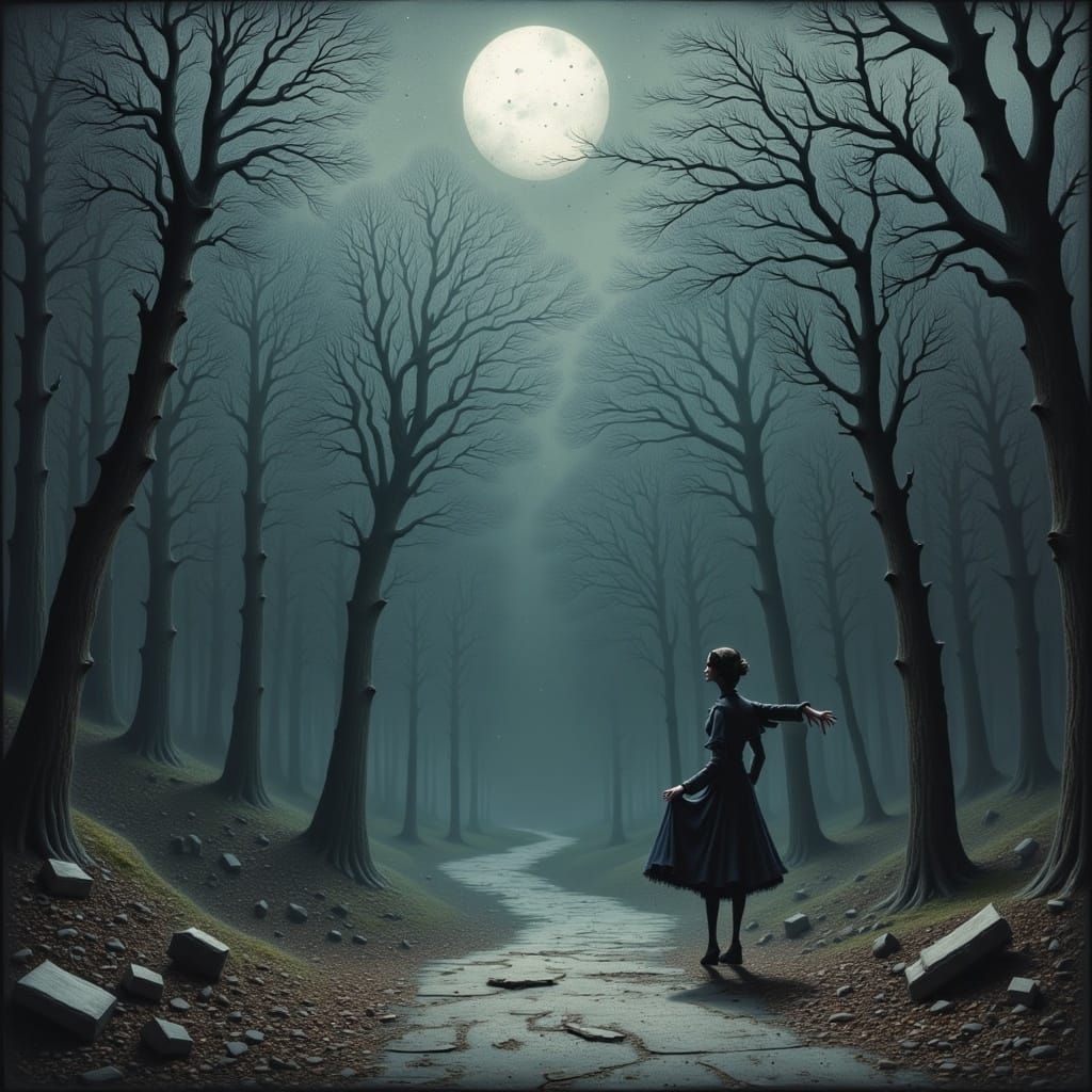 Surreal Storybook Scene of Dancing Shadows