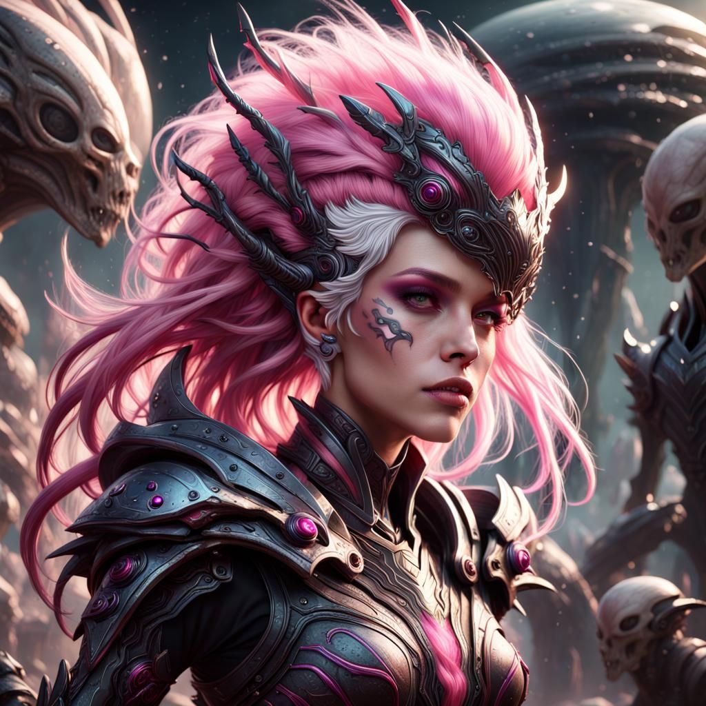 Alien Princess Warrior in Detailed Fantasy Concept Art