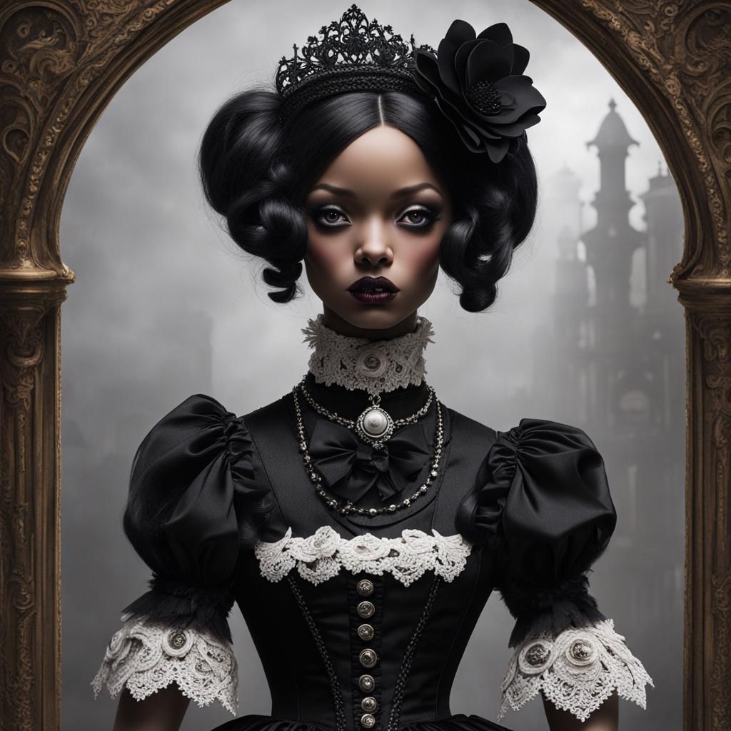 Sinister Emo Pitbull Dolls in Victorian Dresses