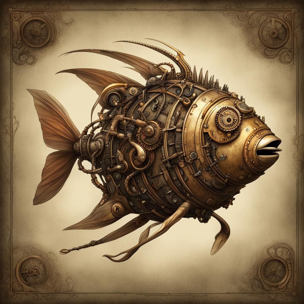 Steampunk Landfish Mechanical Marvel