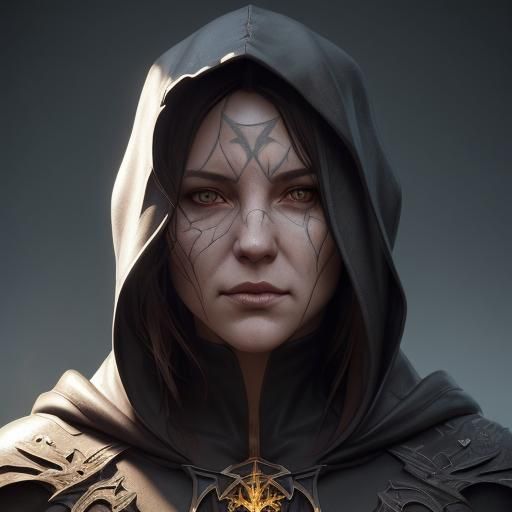 Eerie Hooded Monks Portrait in Hyperdetailed Style