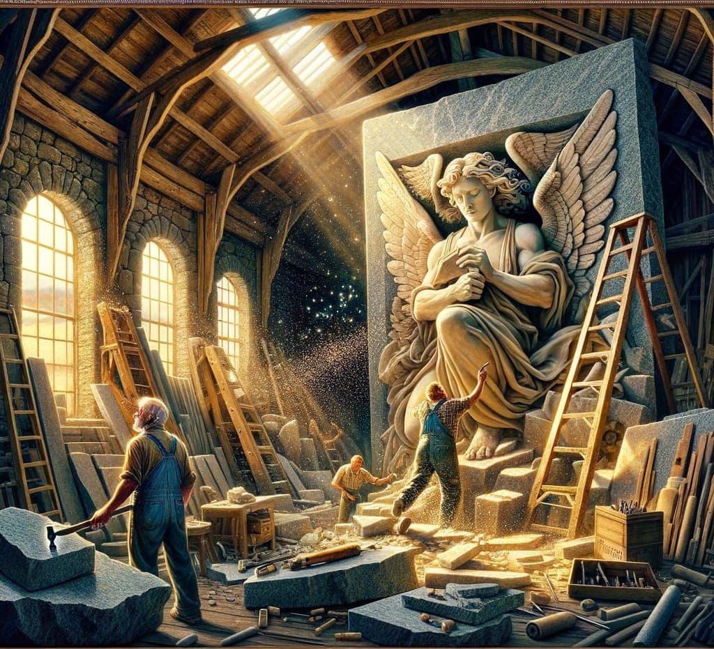 Master Stone Carver and the Apprentices!