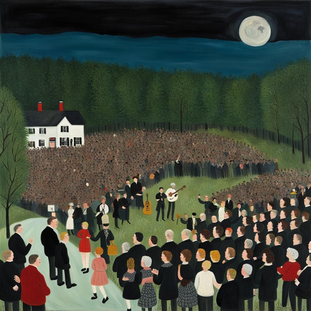 Punk Rock Concert in Naive Art Style