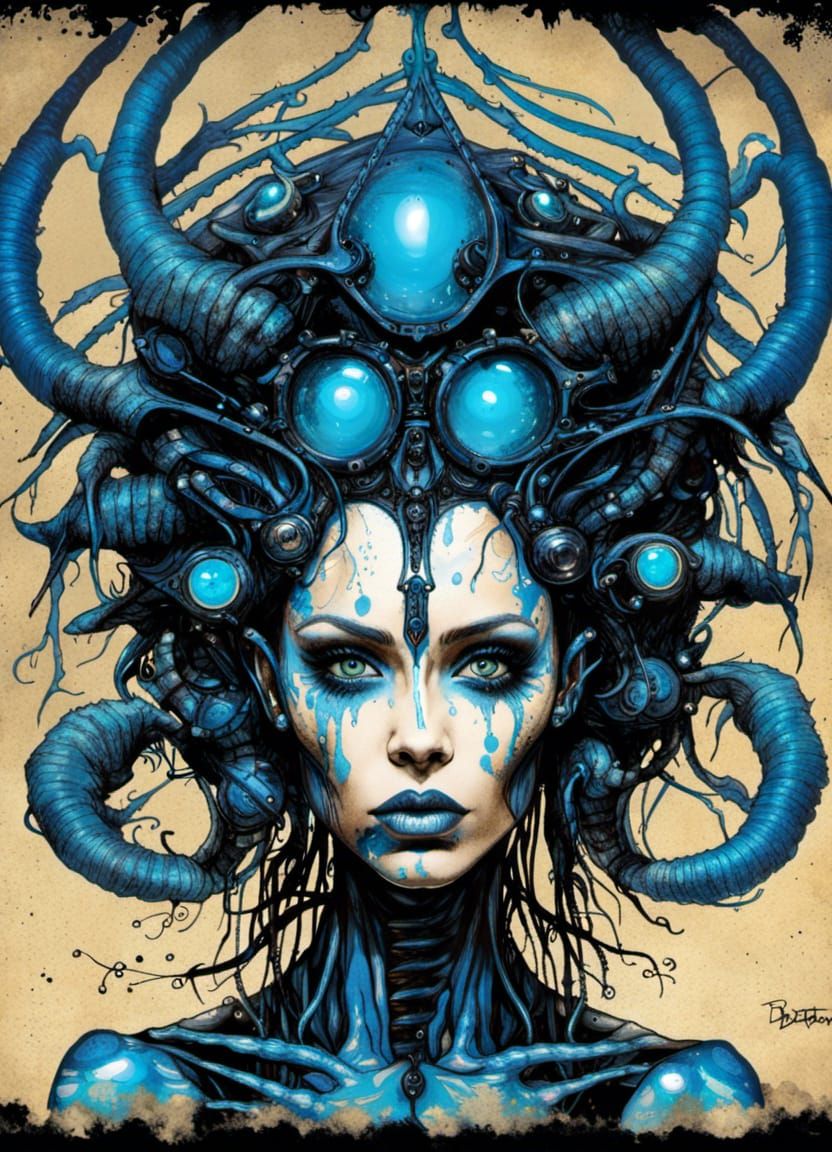 Alien Hive Queen in Pop Art Style