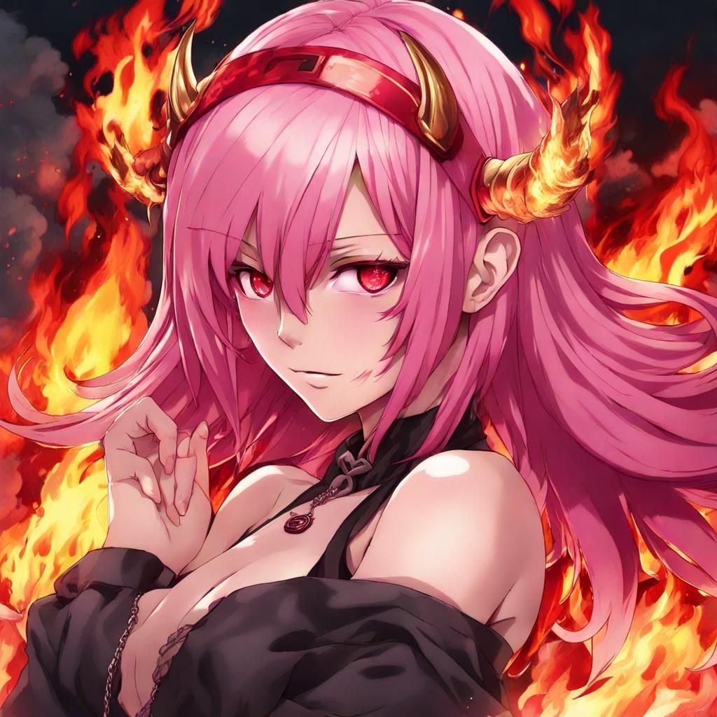 Anime Demon Girl in Hellfire