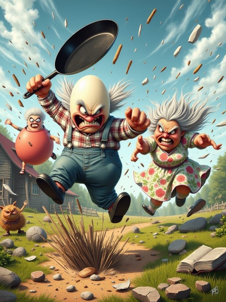 Angry Egg's Rural Run From Furious Woman