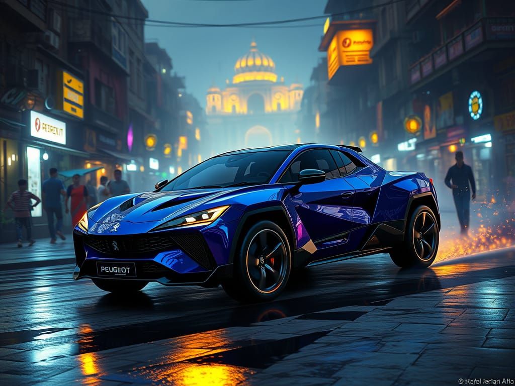 Futuristic Blue Peugeot Pick-up Concept in Varanasi