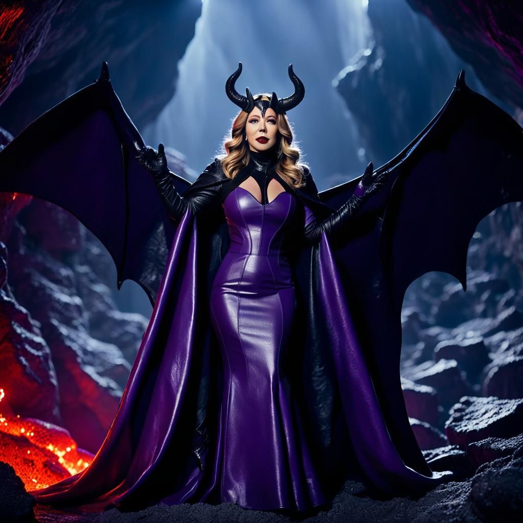 Queen She-Demon in Lava Cavern: Dark Fantasy Art