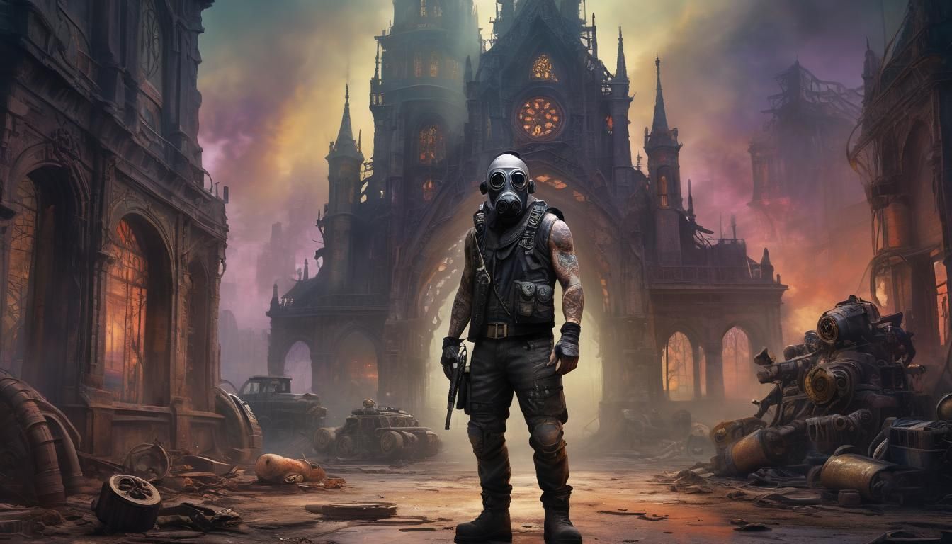 Tattooed Rocker in Post-Apocalyptic Watercolour Portrait