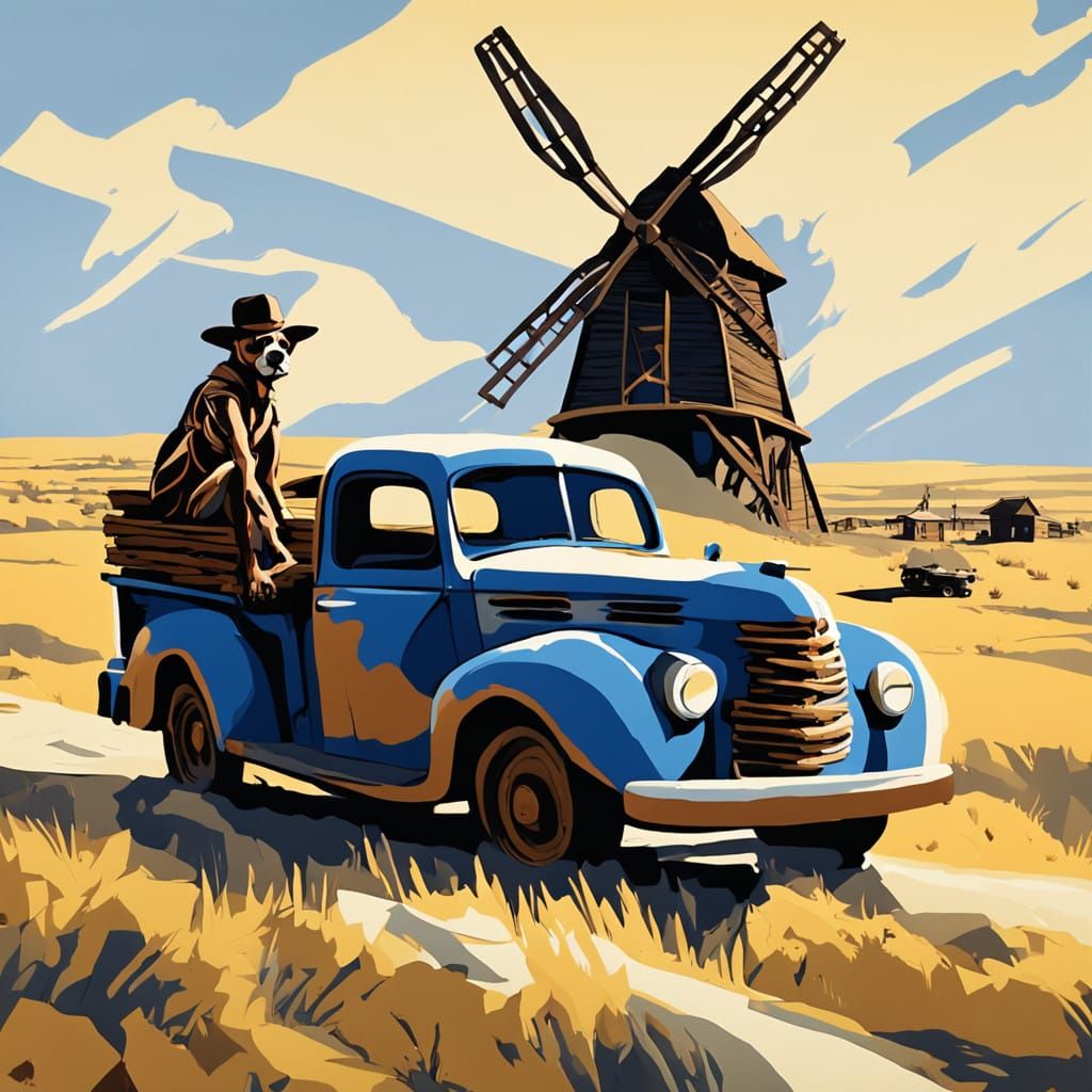 Canine Truck Driver Conquers Endless Steppe in Futurist Styl...