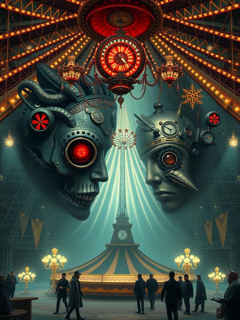 Ornate Steampunk Winter Circus Interior in High Detail