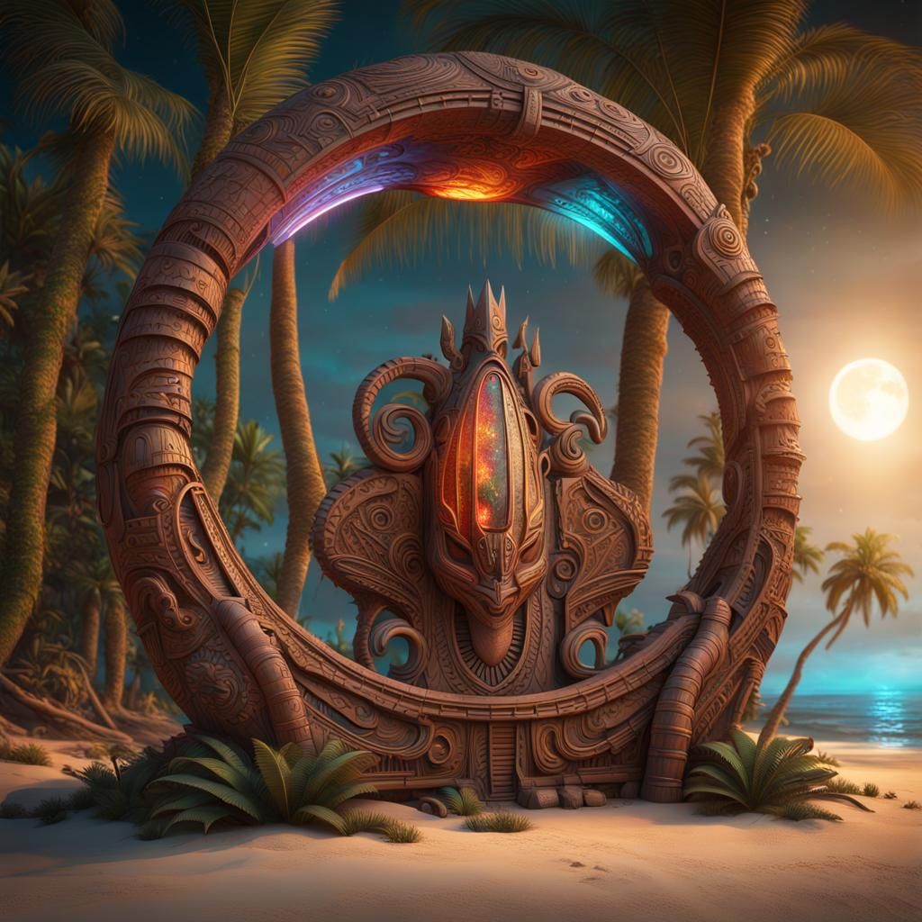 On a beautiful sandy beach, there stood an ancient monument ...