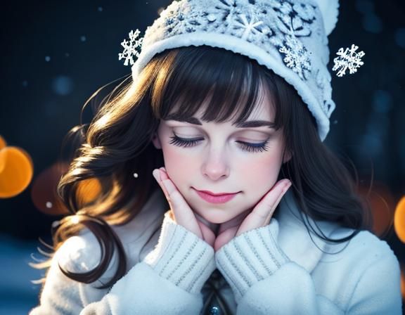 Touching a Snowflake: Photographic Portrait with Bokeh