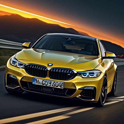 Luxury BMW Speeds Down Sunset Road